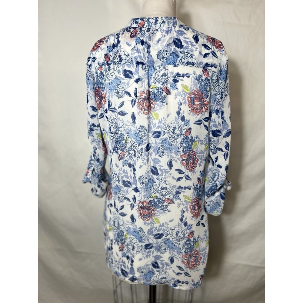 Kut Roll Tab/long Sleeve Button Up Sheer‎ Blouse Womens size Large - Picture 3 of 12